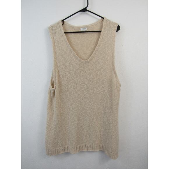 J.Crew 2X Women's V-Neck Beach Sweater-Tank in Natural Cream Oatmeal Plus Size - Picture 1 of 5